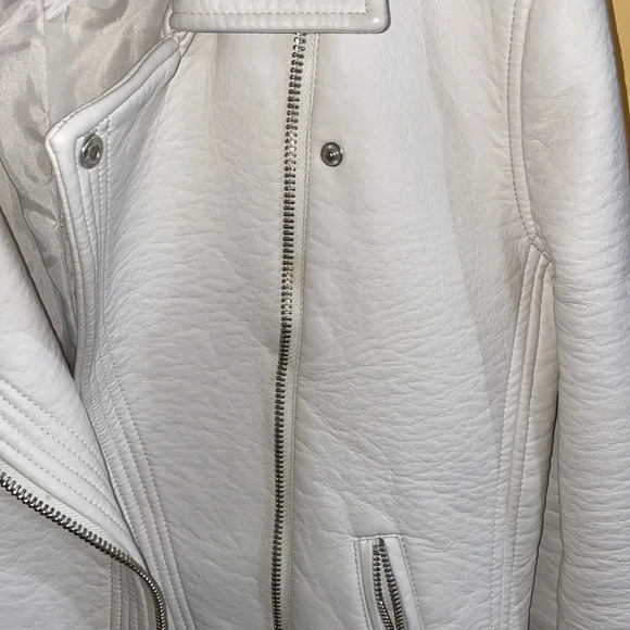 Anthropologie Silence + Noise Cream Faux Leather Jacket Size Large - Picture 9 of 13